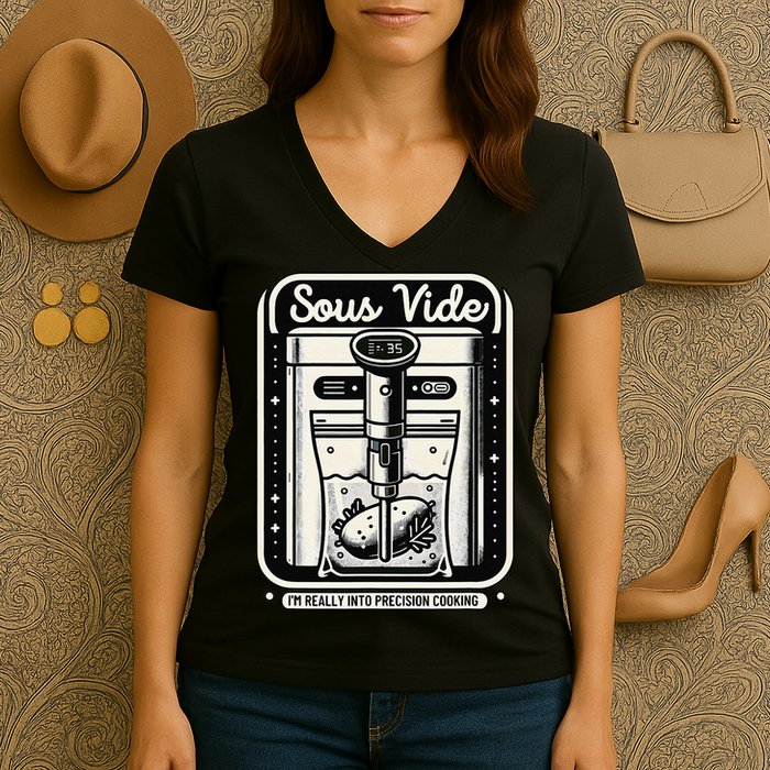 Sous Vide IM Really Into Precision Cooking Molecular Gastro Women's V-Neck T-Shirt