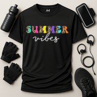 Summer Vibes Leopard Hello Summer Vacation Family Cooling Performance Crew T-Shirt