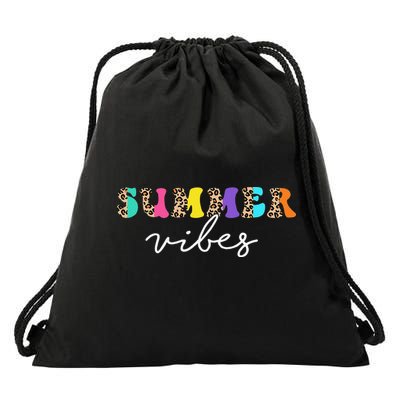 Summer Vibes Leopard Hello Summer Vacation Family Drawstring Bag