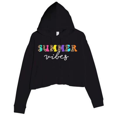Summer Vibes Leopard Hello Summer Vacation Family Crop Fleece Hoodie