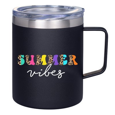 Summer Vibes Leopard Hello Summer Vacation Family 12oz Stainless Steel Coffee Mug