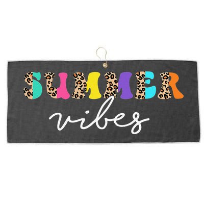 Summer Vibes Leopard Hello Summer Vacation Family Large Microfiber Waffle Golf Towel