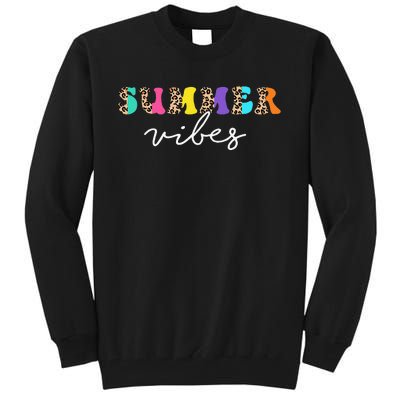 Summer Vibes Leopard Hello Summer Vacation Family Tall Sweatshirt