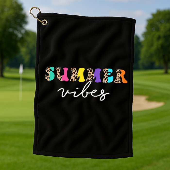 Summer Vibes Leopard Hello Summer Vacation Family Golf Towel