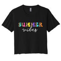 Summer Vibes Leopard Hello Summer Vacation Family Women's Crop Top Tee