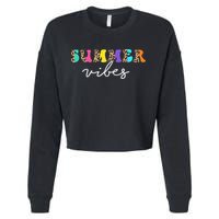Summer Vibes Leopard Hello Summer Vacation Family Cropped Pullover Crew