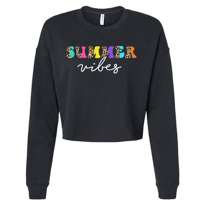 Summer Vibes Leopard Hello Summer Vacation Family Cropped Pullover Crew
