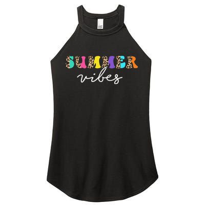 Summer Vibes Leopard Hello Summer Vacation Family Women's Perfect Tri Rocker Tank
