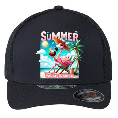 Summer Vacay Loading Hello Summer Cute Flamingo Vacation Gift Flexfit Unipanel Trucker Cap