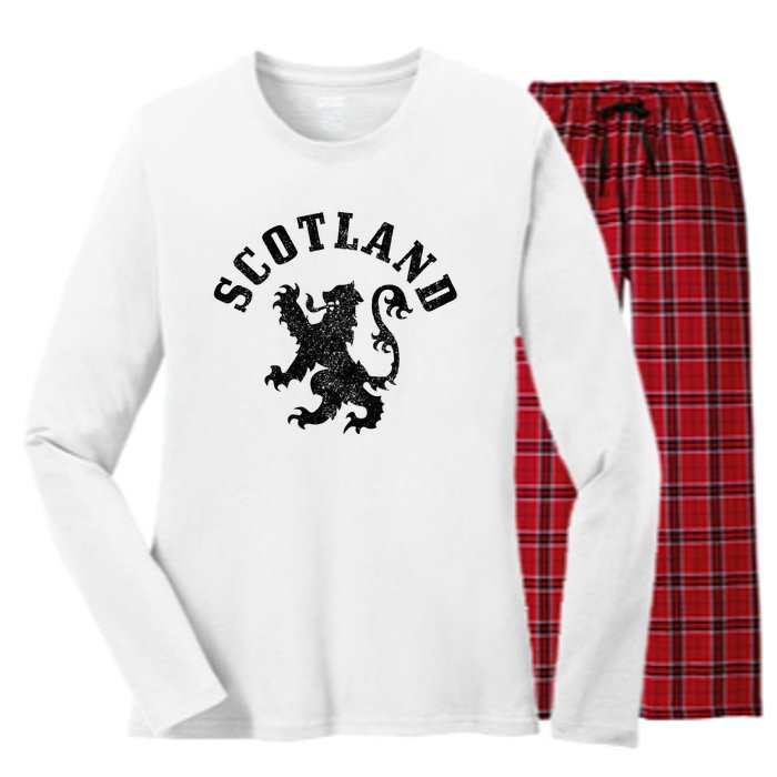 Scotland Vintage Lion Scottish Pride Gift UK Women's Long Sleeve Flannel Pajama Set 