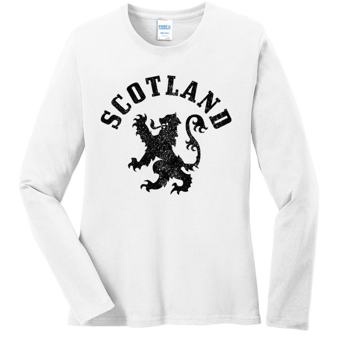 Scotland Vintage Lion Scottish Pride Gift UK Ladies Long Sleeve Shirt