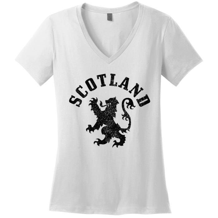 Scotland Vintage Lion Scottish Pride Gift UK Women's V-Neck T-Shirt