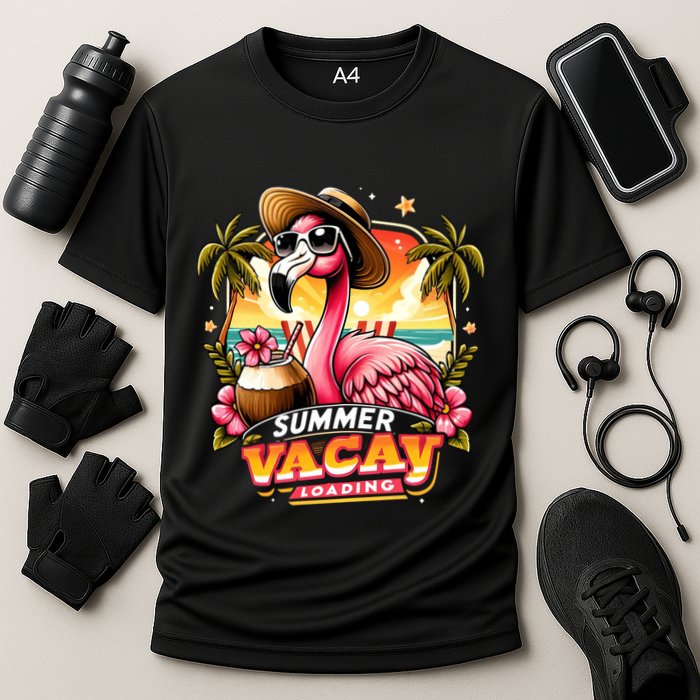 Summer Vacay Loading Hello Summer Cute Flamingo Family Trip Gift Cooling Performance Crew T-Shirt