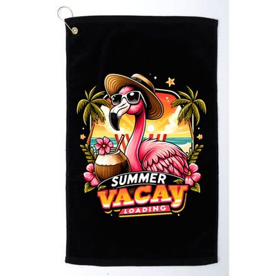 Summer Vacay Loading Hello Summer Cute Flamingo Family Trip Gift Golf Towel