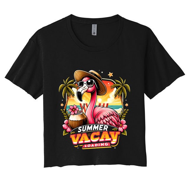 Summer Vacay Loading Hello Summer Cute Flamingo Family Trip Gift Crop Top