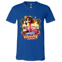 Summer Vacay Loading Hello Summer Cute Flamingo Family Trip Gift V-Neck T-Shirt