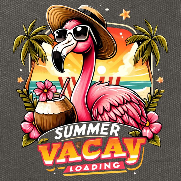 Summer Vacay Loading Hello Summer Cute Flamingo Family Trip Gift Cotton Canvas Backpack