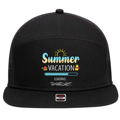 Summer Vacation Loading Last Day Of School Teacher Gift 7 Panel Mesh Trucker Snapback Hat