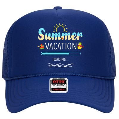 Summer Vacation Loading Last Day Of School Teacher Gift High Crown Mesh Back Trucker Hat