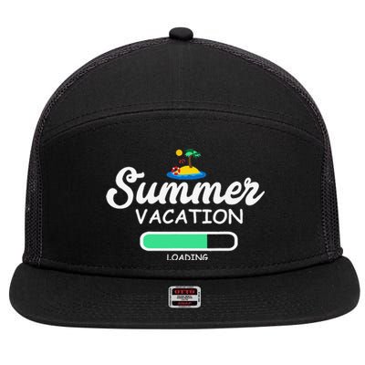 Summer Vacation Loading Last Day Of School Teacher 7 Panel Mesh Trucker Snapback Hat