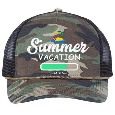 Summer Vacation Loading Last Day Of School Teacher Retro Rope Trucker Hat Cap