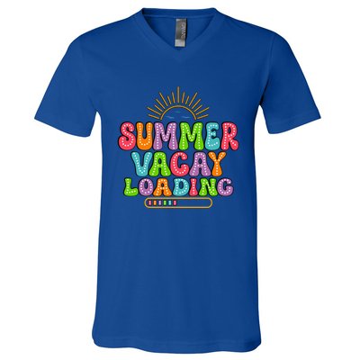 Summer Vacay Loading Last Day Of School Colorful Teacher Great Gift V-Neck T-Shirt