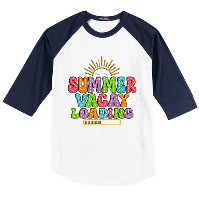 Summer Vacay Loading Last Day Of School Colorful Teacher Great Gift Baseball Sleeve Shirt