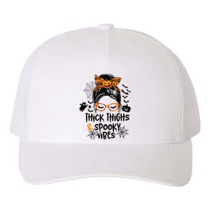 Spooky Vibes Messy Bun Halloween Leggings Yupoong Adult 5-Panel Trucker Hat