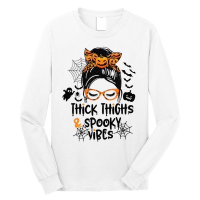 Spooky Vibes Messy Bun Halloween Leggings Long Sleeve Shirt