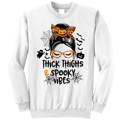 Spooky Vibes Messy Bun Halloween Leggings Sweatshirt