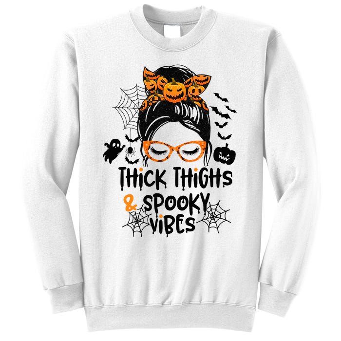 Spooky Vibes Messy Bun Halloween Leggings Sweatshirt