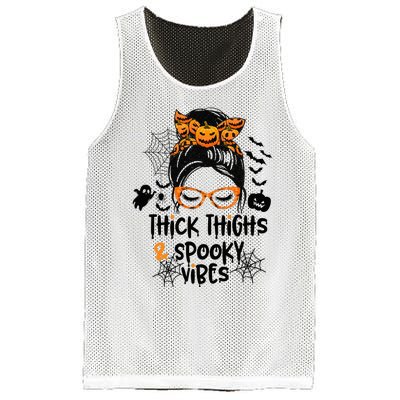 Spooky Vibes Messy Bun Halloween Leggings Mesh Reversible Basketball Jersey Tank