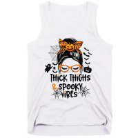 Spooky Vibes Messy Bun Halloween Leggings Tank Top