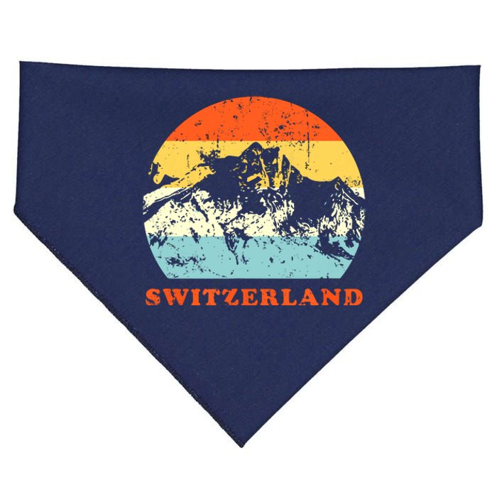 Switzerland Vintage Mountains Swiss Souvenir Gift USA-Made Doggie Bandana