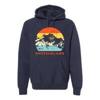 Switzerland Vintage Mountains Swiss Souvenir Gift Premium Hoodie