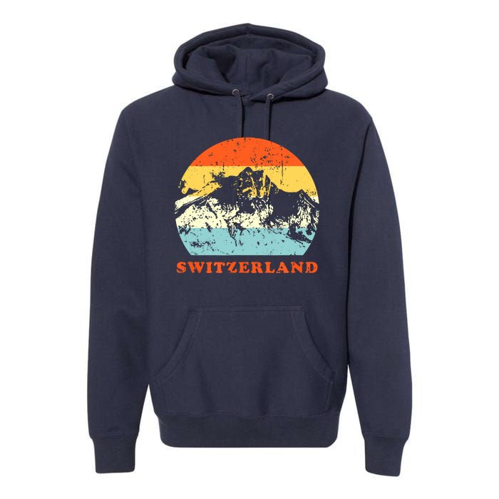 Switzerland Vintage Mountains Swiss Souvenir Gift Premium Hoodie