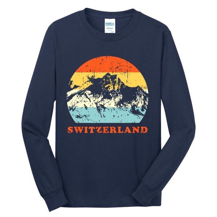 Switzerland Vintage Mountains Swiss Souvenir Gift Tall Long Sleeve T-Shirt