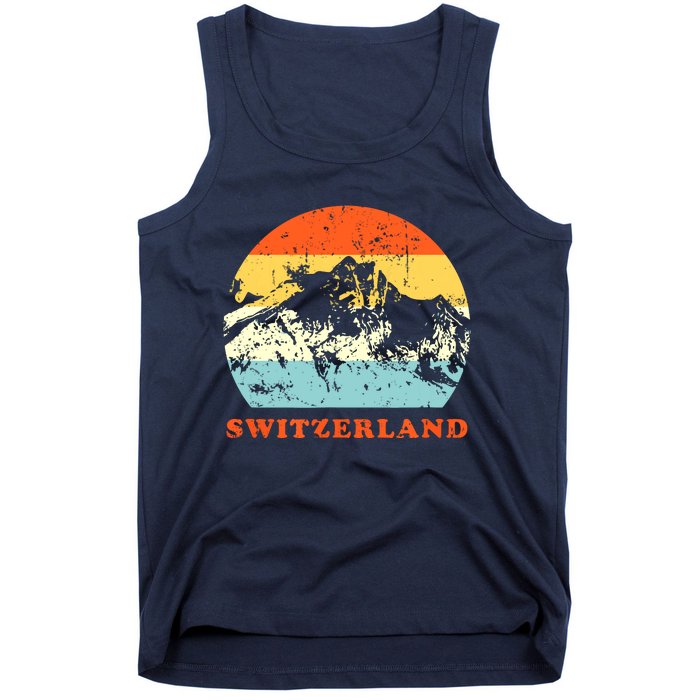 Switzerland Vintage Mountains Swiss Souvenir Gift Tank Top