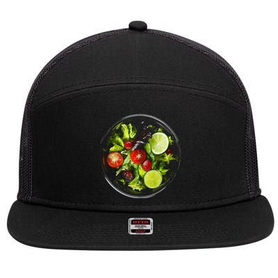 Saladkit Vegetable Motif Illustration Salad Kit 7 Panel Mesh Trucker Snapback Hat