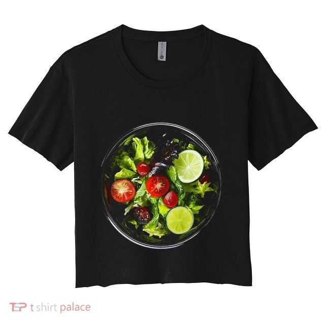 Saladkit Vegetable Motif Illustration Salad Kit Crop Top