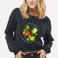 Saladkit Vegetable Motif Illustration Salad Kit Cropped Pullover Crew