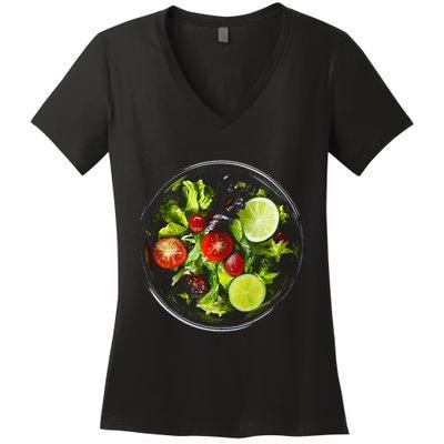 Saladkit Vegetable Motif Illustration Salad Kit Women's V-Neck T-Shirt
