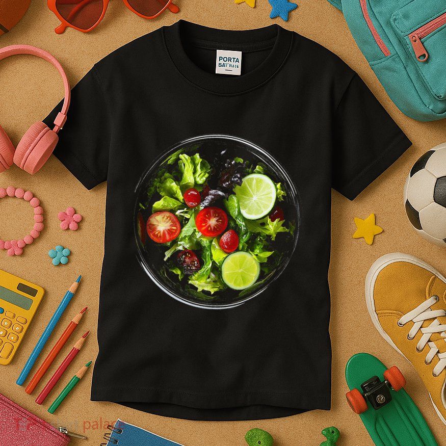 Saladkit Vegetable Motif Illustration Salad Kit Kids T-Shirt