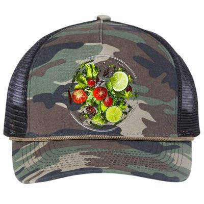 Saladkit Vegetable Motif Illustration Salad Kit Retro Rope Trucker Hat Cap