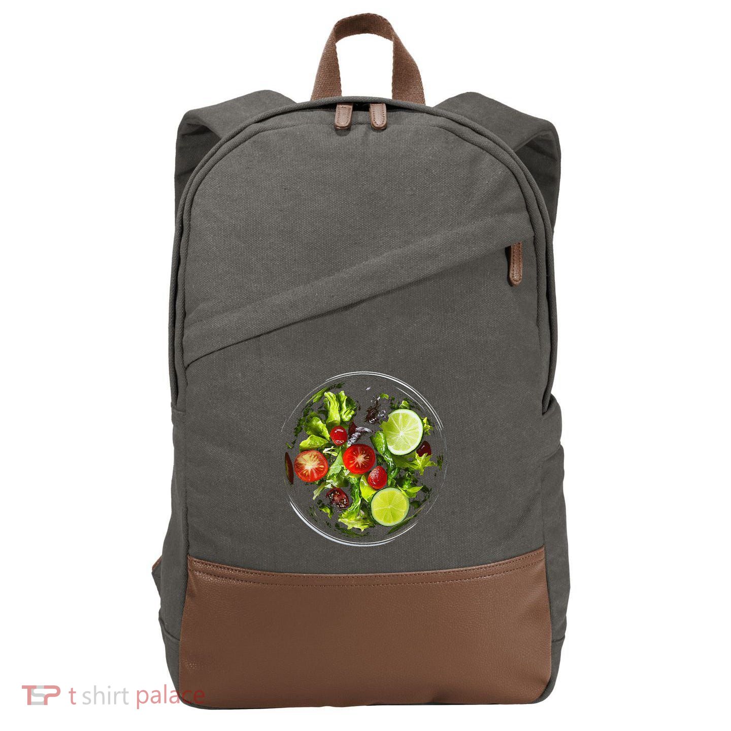 Saladkit Vegetable Motif Illustration Salad Kit Cotton Canvas Backpack