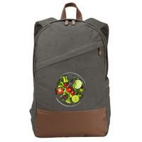 Saladkit Vegetable Motif Illustration Salad Kit Cotton Canvas Backpack