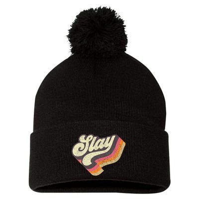 Slayinternet Viral Meme Dank Slang Vintage Style Retro Pom Pom 12in Knit Beanie