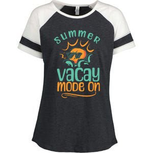 Summer Vacay Mode On Vacation Travel Holiday Trip Funny Gift Enza Ladies Jersey Colorblock Tee