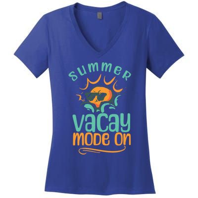 Summer Vacay Mode On Vacation Travel Holiday Trip Funny Gift Women's V-Neck T-Shirt