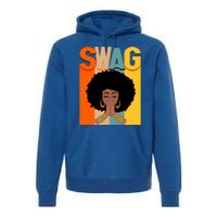 Swag Vintage Melanin Afro Queen Black History Month Gift Premium Hoodie